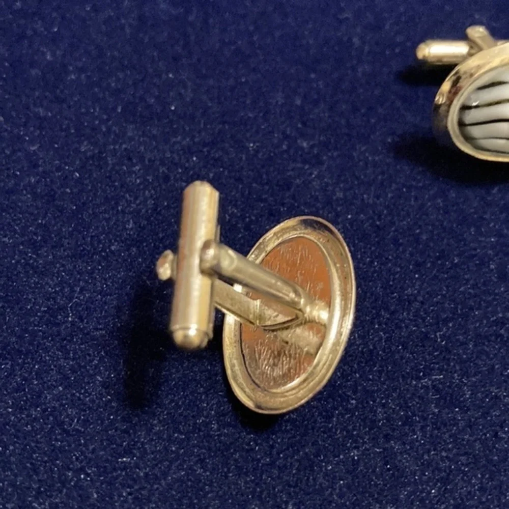 Gray and black “marble” colored Star crystal silver tone cuff links